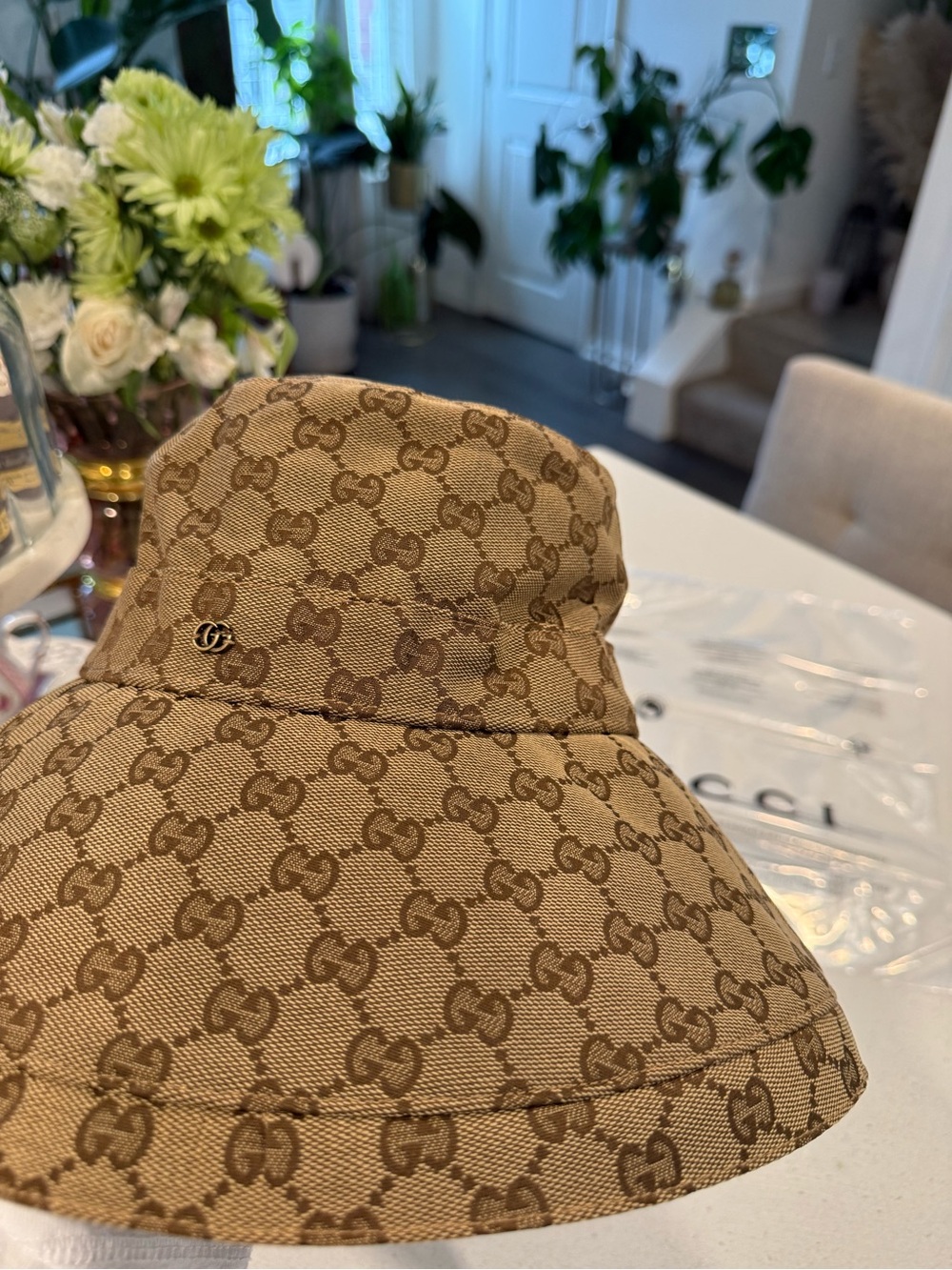 Gucci Brown GG Monogram Wide-Brim Bucket Hat - Picture 14 of 16